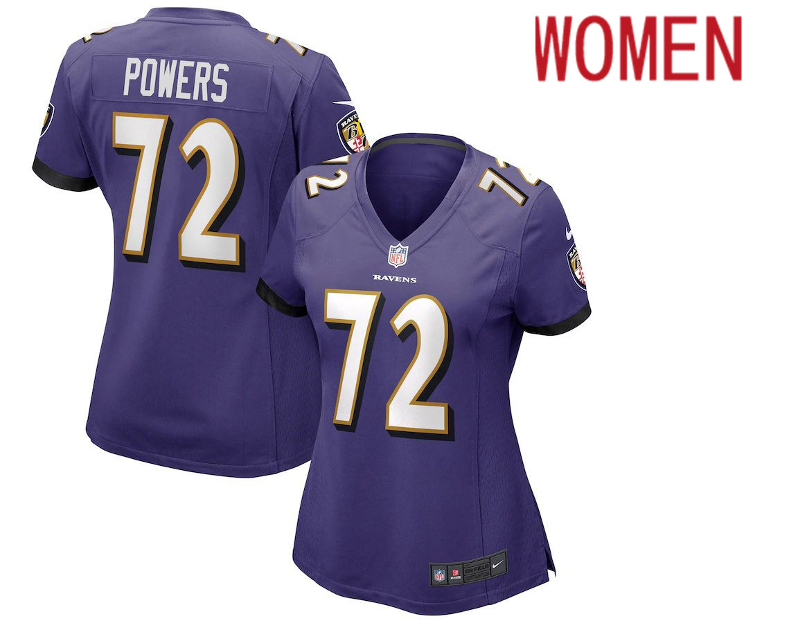Women Baltimore Ravens 72 Ben Powers Nike Purple Game NFL Jersey